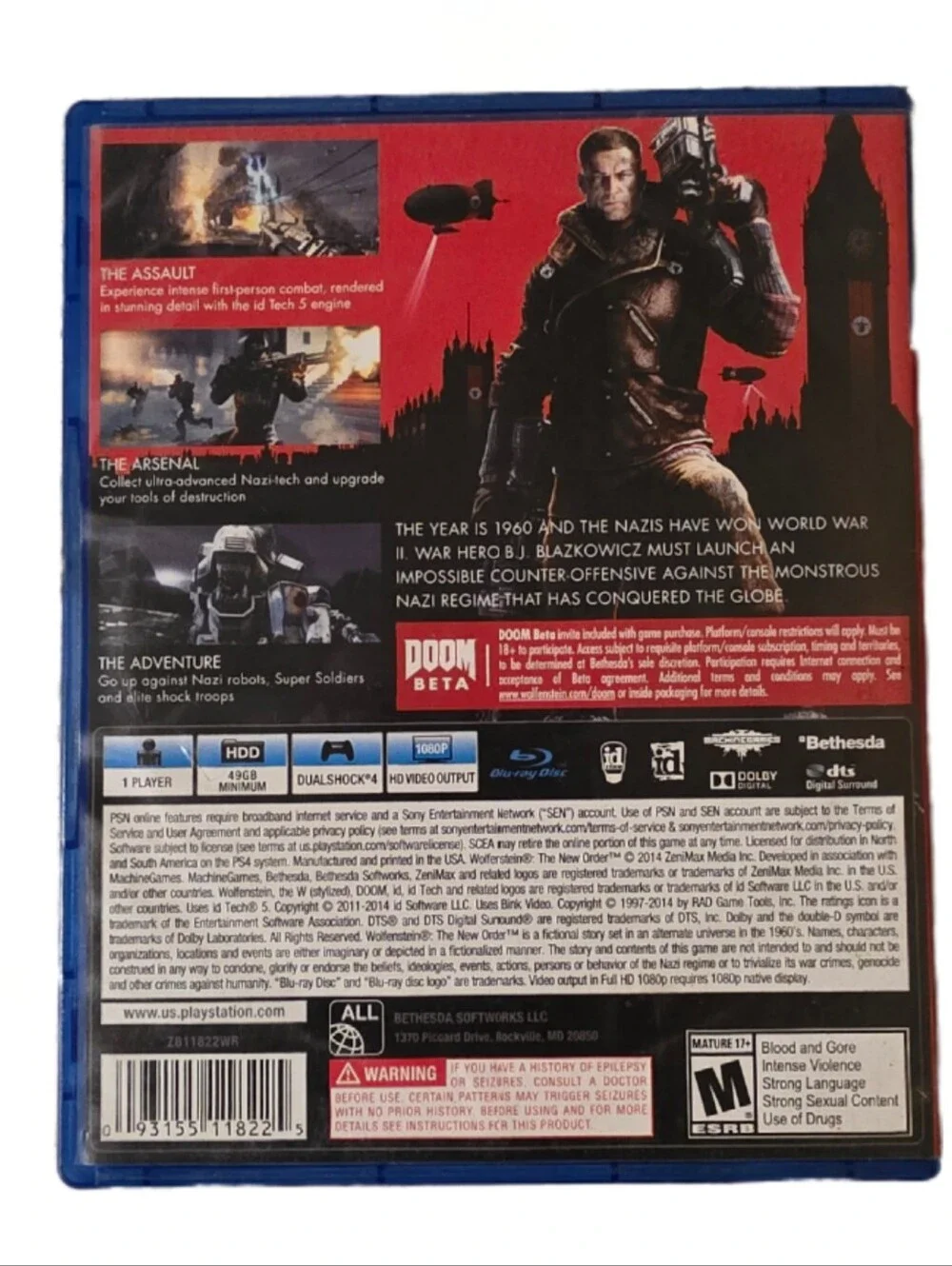 Bethesda Wolfenstein: The New Order Pre-Owned - PS4 - FAST SHIPPING